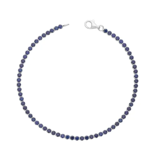 Silver Ladies' Blue Cz Bracelet 2.30g